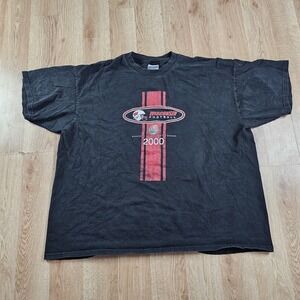 Vintage Wisconsin Badgers T Shirt Men's 2XL Black Red Faded 2000 Rose Bowl Y2k